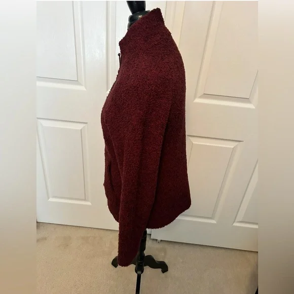 Burgundy Sherpa Zip-Up Jacket - Picture 3 of 7